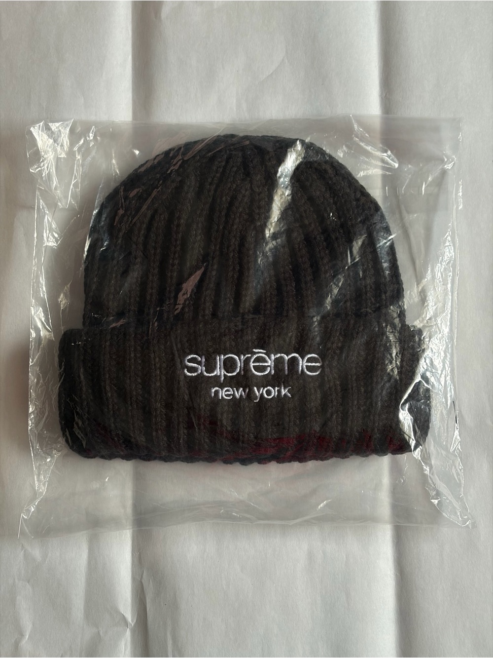 Supreme black Classic Logo Chunky Ribbed Beanie